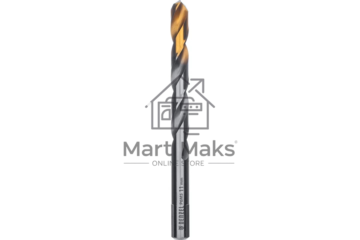 Сверло спиральное по металлу Denzel 11 x 142 мм, Р6М5, Golden Tip