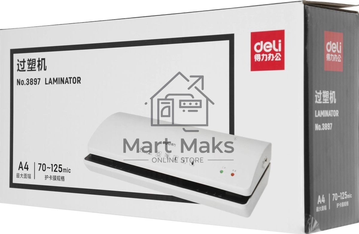 Ламинатор Deli 3897, A4 Film width: A4Laminate speed: 250мм/min  Film range: 70-125mic Thickness: about 3min