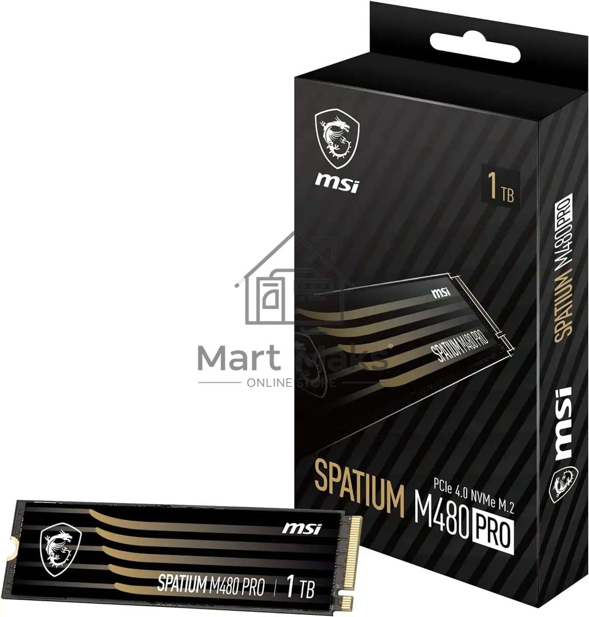 Накопитель SSD MSI SPATIUM M480 PRO, 1000GB, M.2 2280, PCIe 4.0 x4, NVMe, R/W 7400/6000