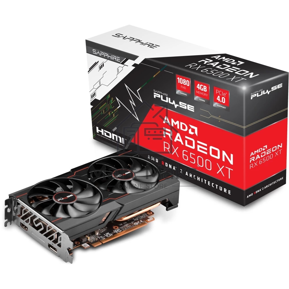 Видеокарта Sapphire RX6500XT Gaming OC Pulse 11314-07-20G AMD Radeon RX 6500XT 4Gb 64bit GDDR6 PCI-E 4.0 2685/18000 HDMIx1 DPx1 HDCP Ret