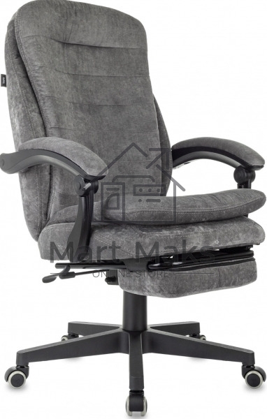 Кресло руководителя Бюрократ T-9950MSG-F Fabric серый Light-19, крестов. пластик, подст. для ног