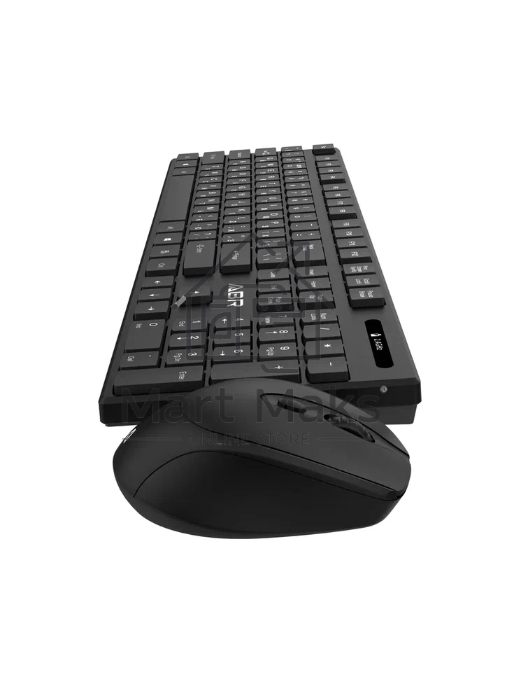 Клавиатура и мышь ABR KW814 черный, интерфейс USB, беспроводной, 2.4G, RU/EN