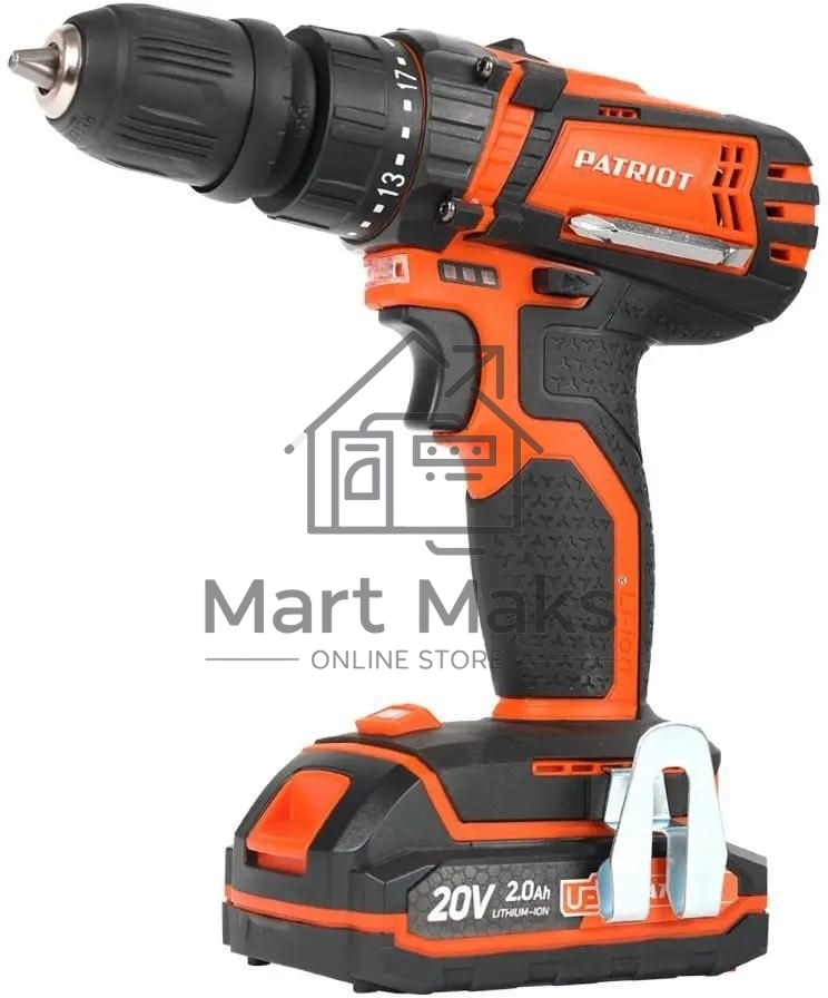 Дрель-шуруповерт аккумуляторная Patriot BR 203UES, Аккумуляторная, 20В, 2 АКБ, Кейс