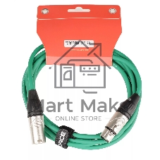 Микрофонный кабель FORCE FMC-05/3 GR XLR (F) -XLR (M), разъемы с никелевым корпусом и посеребренными контактами, 3 м, цвет зелёный