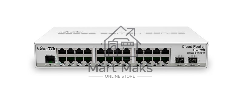 Коммутатор MikroTik CRS326-24G-2S+IN, 24×1 Гбит/с + 2×10 Гбит/с SFP+, управляемый