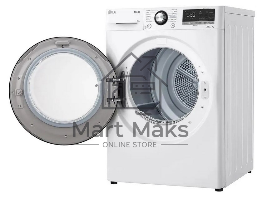 Сушильная машина LG DC90V3V6W белый, 9 кг, сушка - тепловой насос, программ - 14, 60 x 85 x 66 см