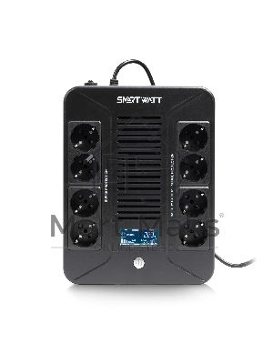 Источник бесперебойного питания SMARTWATT UPS SAFE PRO LCD 600 Line-interactive 600VA/360W Brick (Euro x8, USB, RJ11/RJ45 protection, LCD, 275x210x9