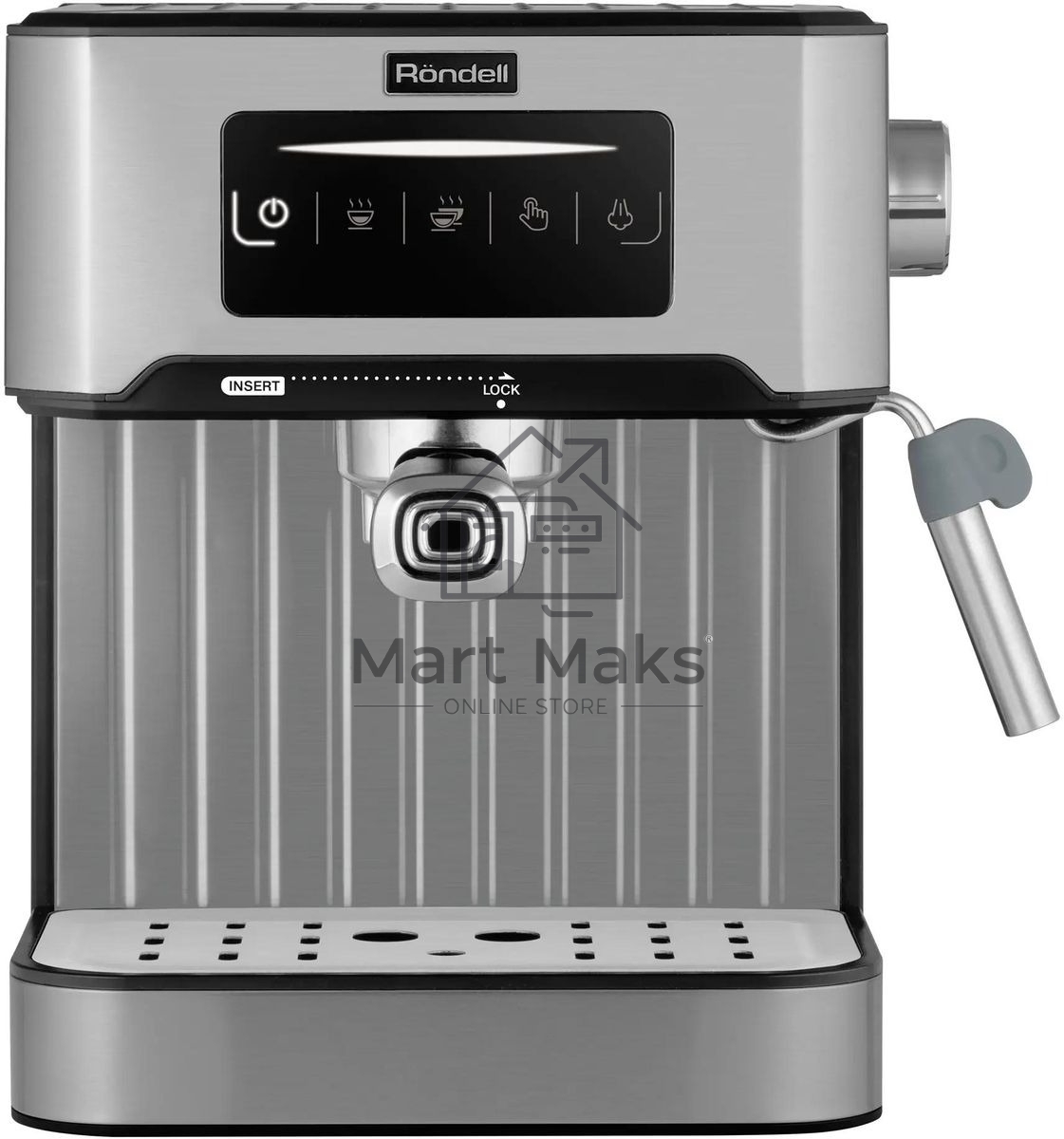 Кофеварка рожковая Rondell RDE-1106 серебристый, исп. кофе - молотый, 1.6 л, 850 Вт, 20 Бар.