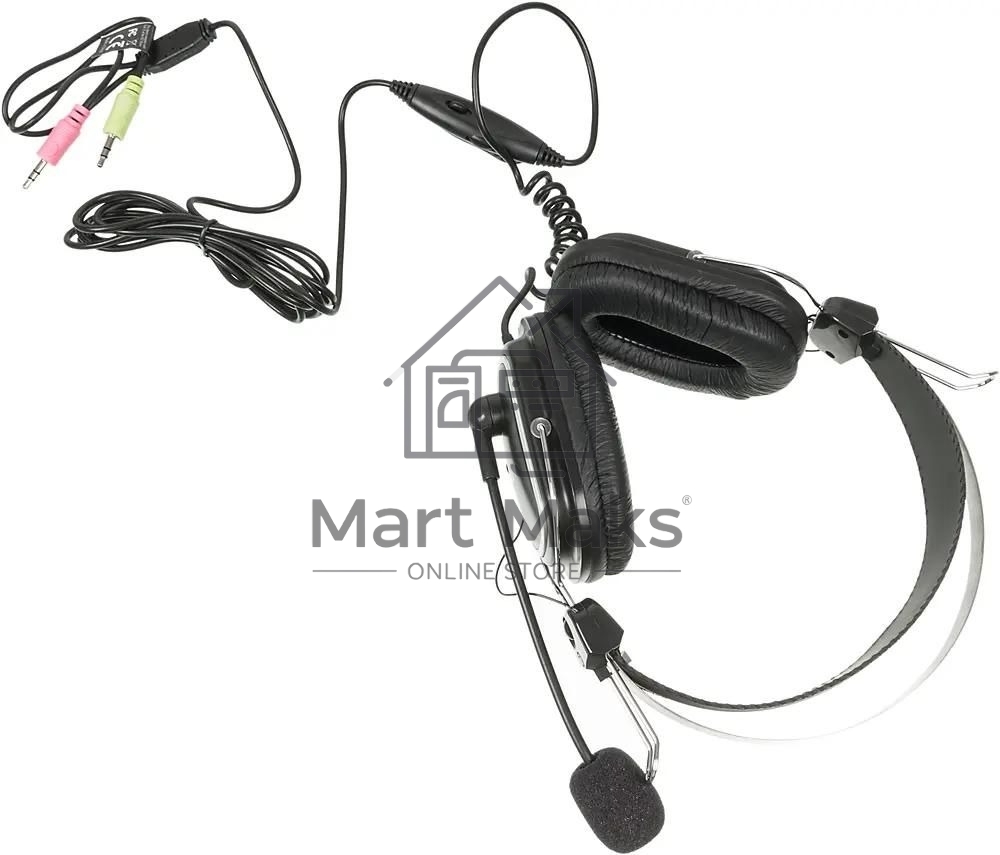 Гарнитура проводная A4Tech HS-50, черный/серебристый