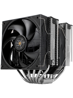 Кулер для процессора Thermalright Royal Pretor 130 (4-pin PWM, 158мм, Ni/Cu, 6x6мм, 1x120+1x130мм, 80.45CFM/81.88CFM, 29.4dBA/28.3dBA, 2150PM/1750RPM, S: 1200, 1700, 1851, 2011, 2066, 115X, AM4, AM5, silver, black)