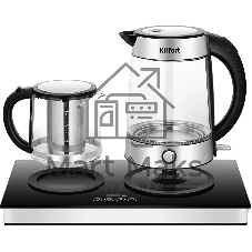 Чайный набор Kitfort КТ-6741 1.7л. 2200Вт черный/нержавеющая сталь корпус: стекло/металл/пластик