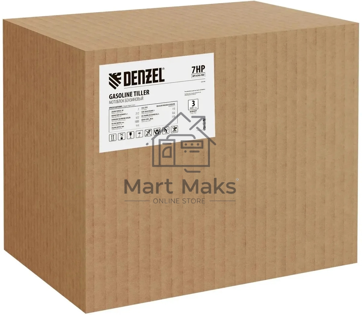 Мотоблок DPT-670S-PRO, 7 л.с., ремен.сцеп, фрез 3х4, ШОМ, передачи 6В/2Н Denzel