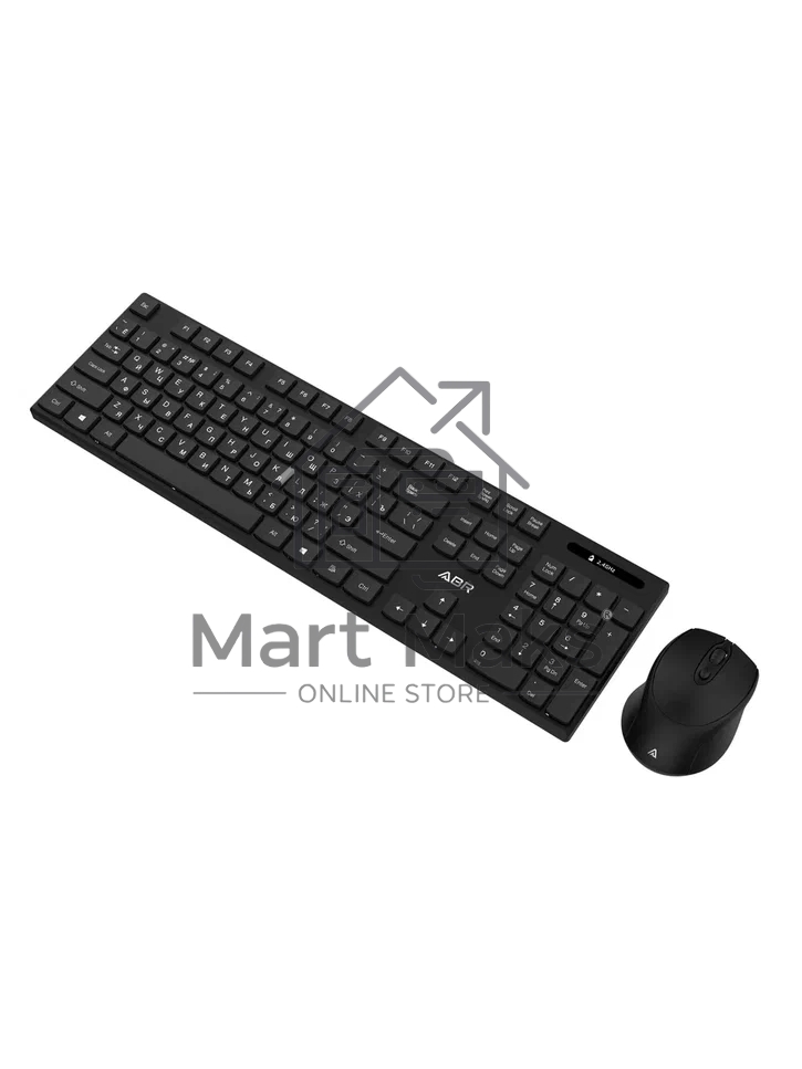 Клавиатура и мышь ABR KW814 черный, интерфейс USB, беспроводной, 2.4G, RU/EN