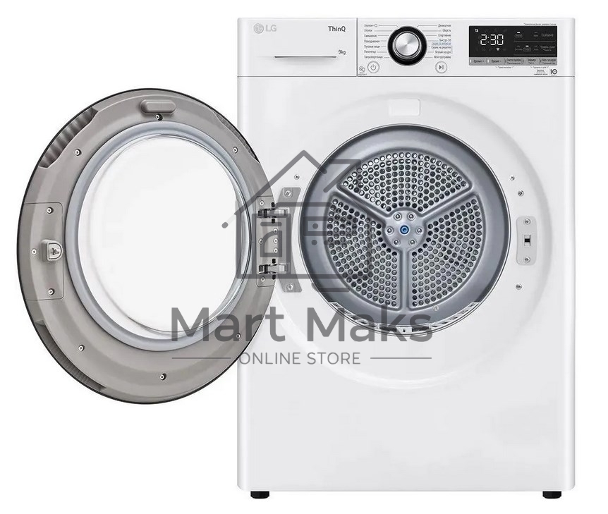 Сушильная машина LG DC90V3V6W белый, 9 кг, сушка - тепловой насос, программ - 14, 60 x 85 x 66 см