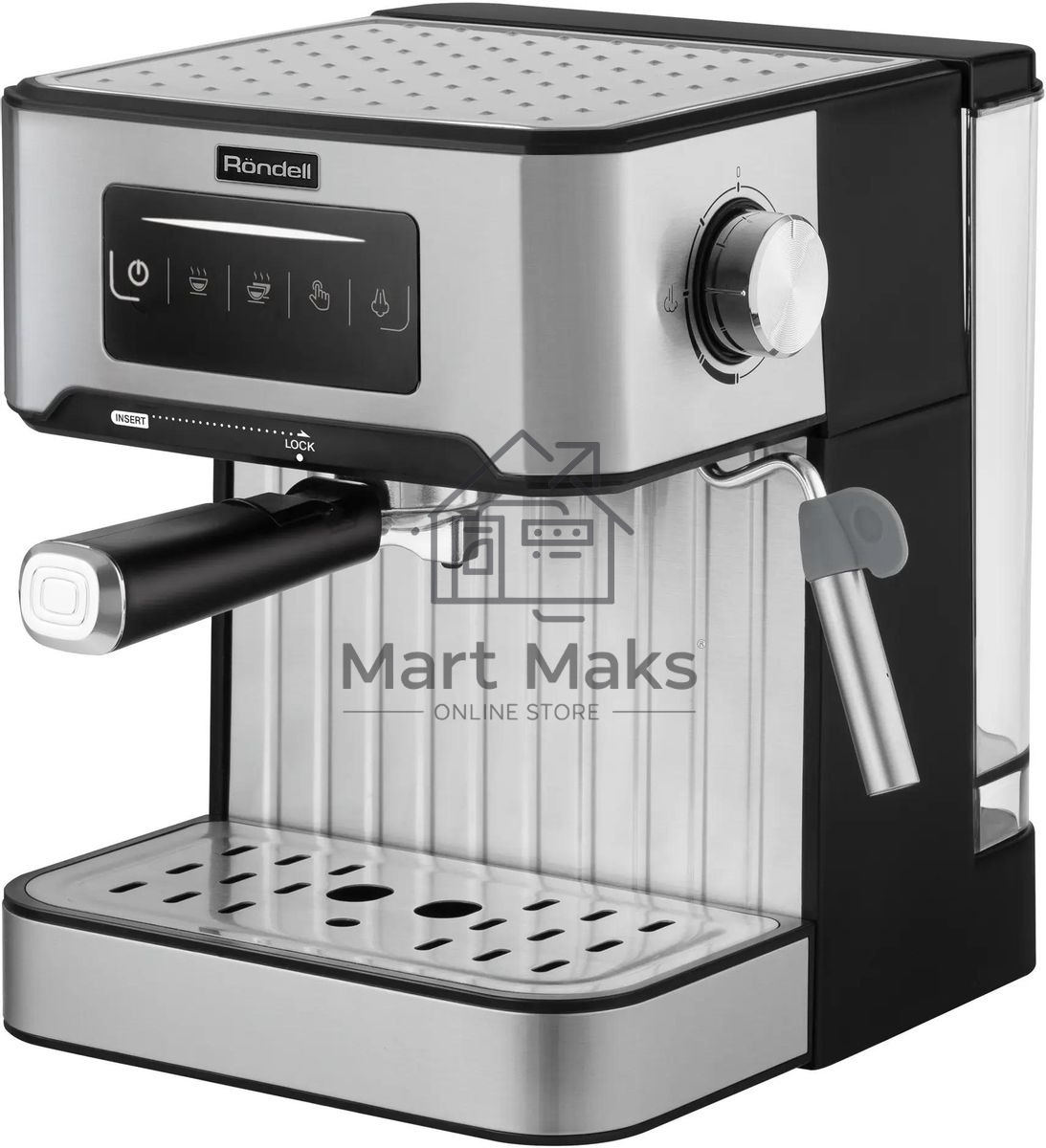 Кофеварка рожковая Rondell RDE-1106 серебристый, исп. кофе - молотый, 1.6 л, 850 Вт, 20 Бар.