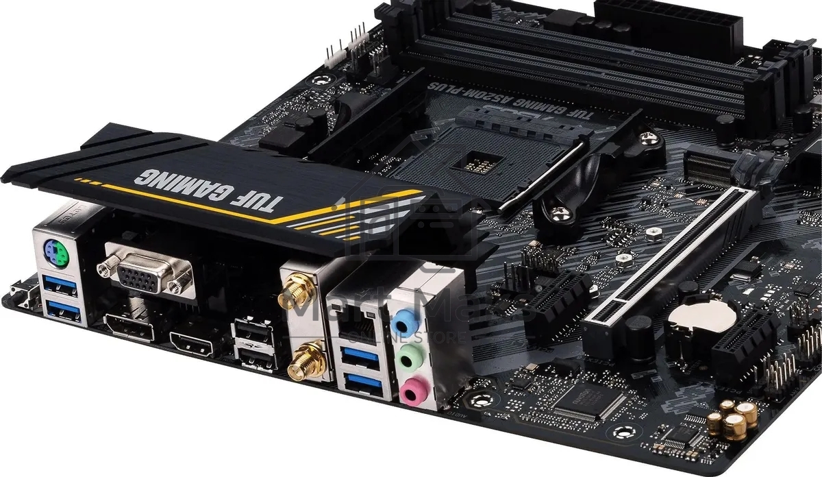 Материнская плата ASUS TUF GAMING A520M-PLUS WIFI, AM4, AMD A520, 4xDDR4, 4xSATA, 1xM.2, 1xPCIe 3.0 x16, 2xPCIe x1, 1xVGA, 1xHDMI, 1xDP, 1x 1Gb LAN, 2xUSB-A 3.2 Gen 1, 2xUSB-A 2.0, 3x3.5 мм, 7.1, mATX