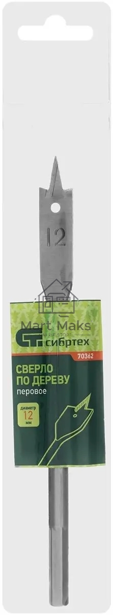 Сверло по дереву Сибртех перовое, 12 мм