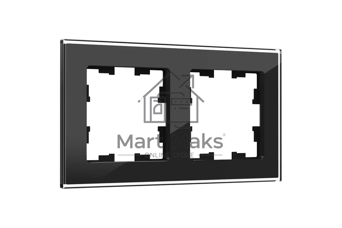 Рамка 2 -местная IEK BRITE РУ-2-2-БрЧ стекло черный