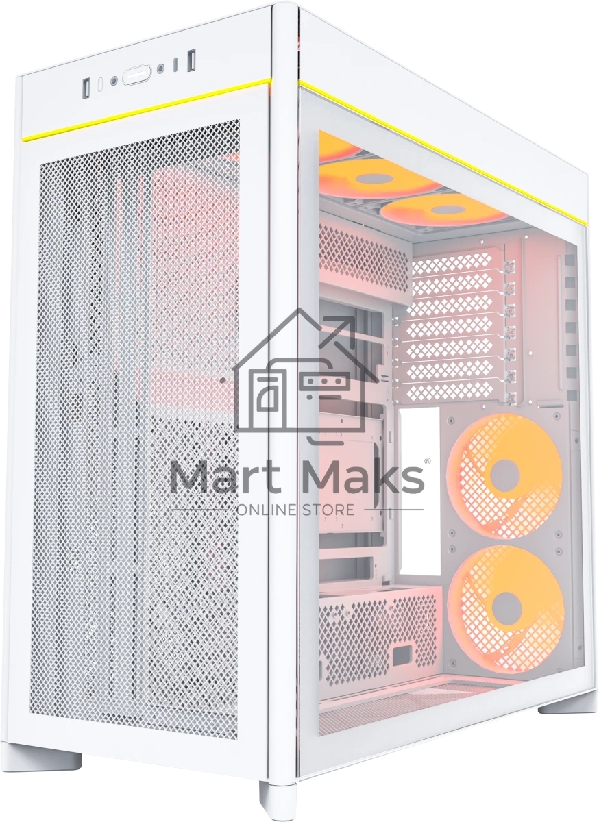 Компьютерный корпус Montech HS01 PRO белый без БП ATX 5x120мм 2xUSB 3.0 1xUSB3.1 audio