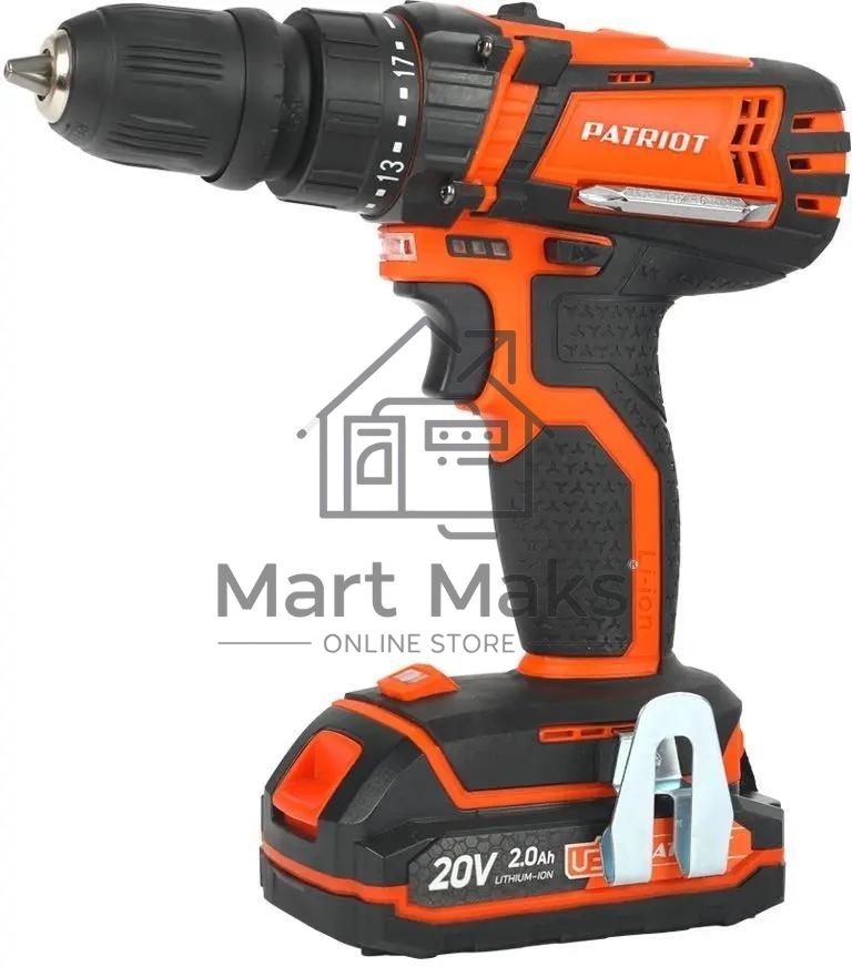 Дрель-шуруповерт аккумуляторная Patriot BR 203UES, Аккумуляторная, 20В, 2 АКБ, Кейс