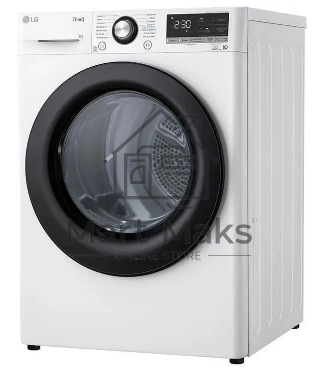 Сушильная машина LG DC90V3V6W белый, 9 кг, сушка - тепловой насос, программ - 14, 60 x 85 x 66 см