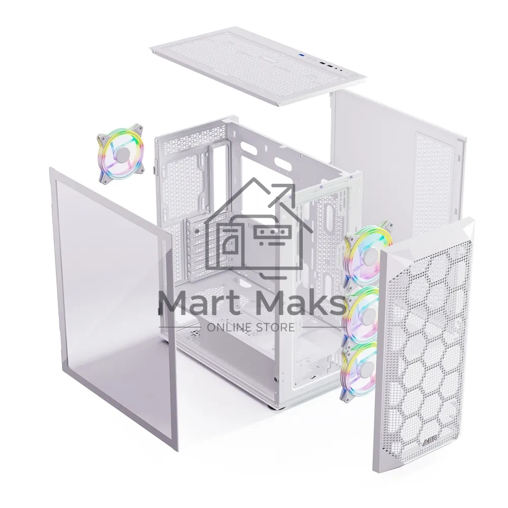 Компьютерный корпус ABR Quantum White (1*USB Type-C, 2*USB 2.0, HD Audio, 4xRGB Fan, ATX, E-ATX)