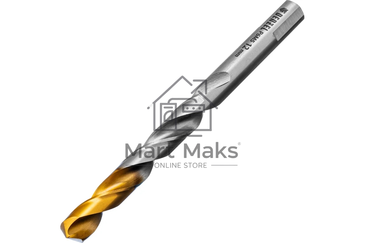 Сверло спиральное по металлу Denzel 12 x 151мм, Р6М5, Golden Tip