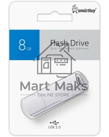 Флешка USB SmartBuy CLUE white (SB8GbCLU-W), 8Gb, USB 2.0, R/W 30/15, белый