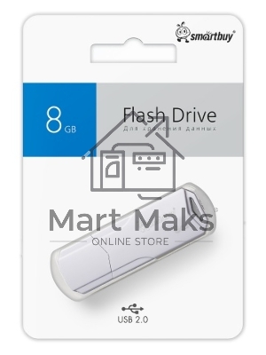 Флешка USB SmartBuy CLUE white (SB8GbCLU-W), 8Gb, USB 2.0, R/W 30/15, белый