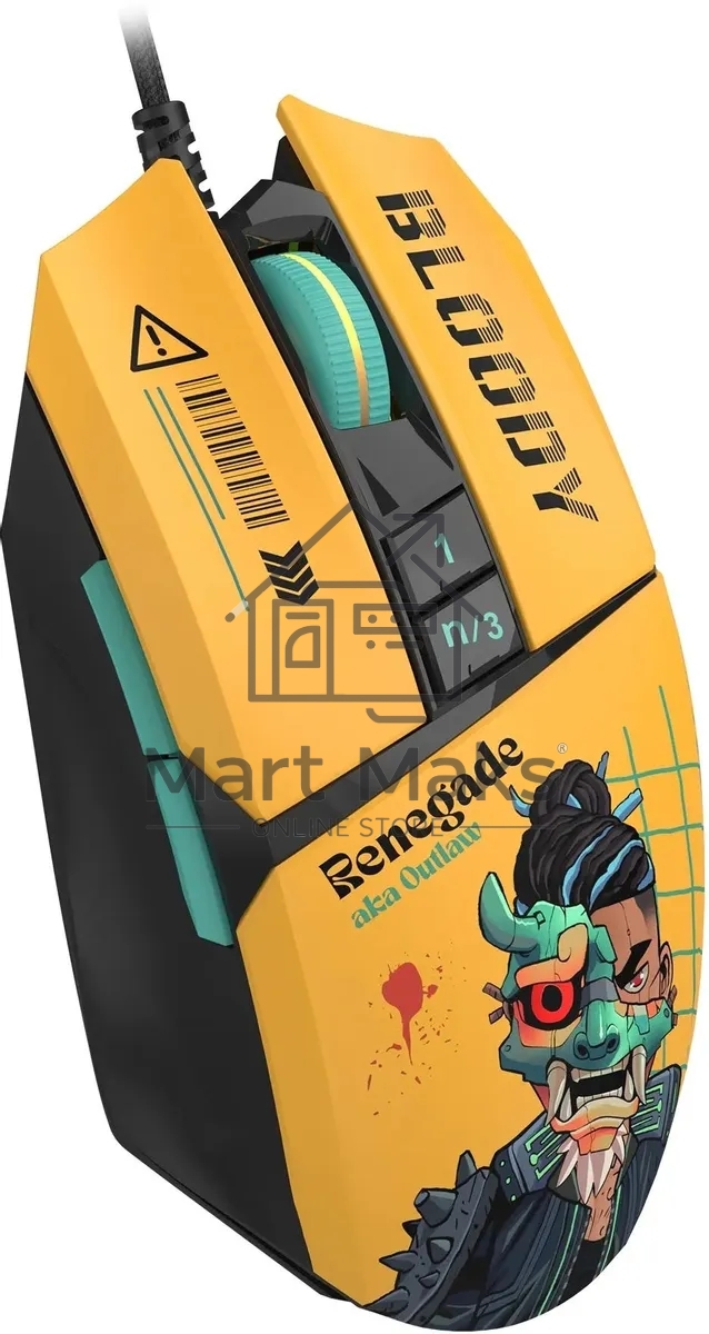 Мышь проводная A4Tech Bloody W63 Max Renegade желтый, 12000 dpi, USB, кнопки - 7