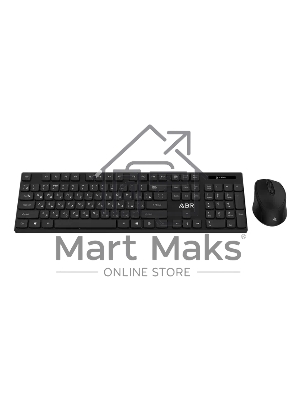 Комплект клавиатура и мышь ABR KW814 черный, интерфейс USB, беспроводной, 2.4G, RU/EN