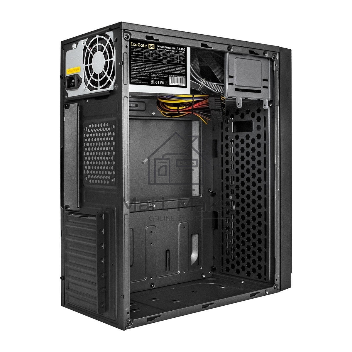 Компьютерный корпус Miditower ExeGate AA-442U2-AA400 (ATX, AA400 8 см, 1*USB+2*USB3.0, аудио, черный)