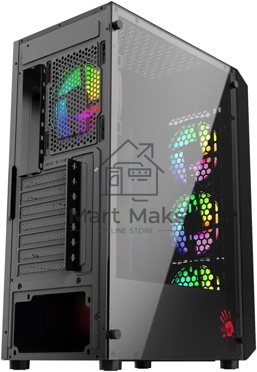 Компьютерный корпус Bloody BD-CC114F черный без БП ATX 4x120mm 1xUSB2.0 1xUSB3.0 audio bott PSU