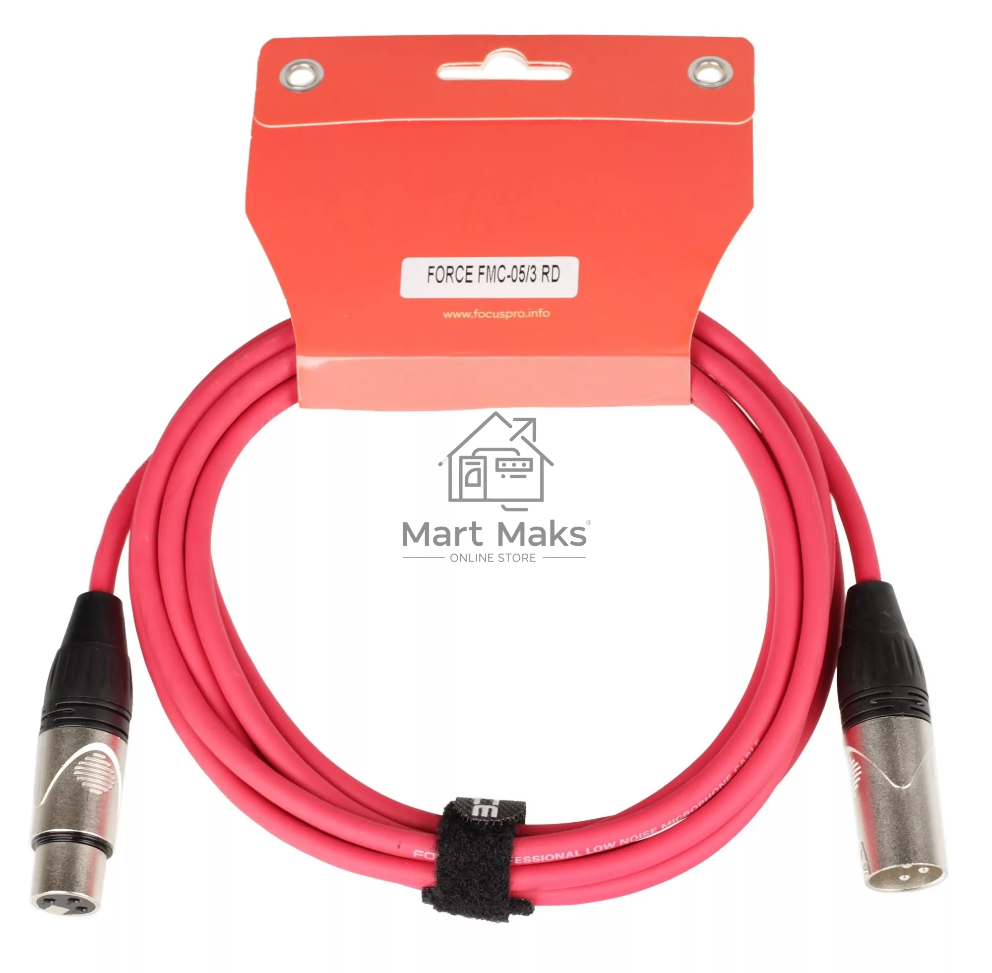 Микрофонный кабель FORCE FMC-05/3 RD XLR (F) -XLR (M), разъемы с никелевым корпусом и посеребренными контактами, 3 м, цвет красный