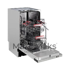 Встраиваемая посудомоечная машина Kuppersberg GHS 4526, High-Tech, 45 см, 10 комплектов, 3 корзины, 8 программ, отсрочка старта, автоматическое открывание двери, LED подсветка, сенсорное управление, луч на полу, половинная загрузка, UV-лампа, энергоэффективность А