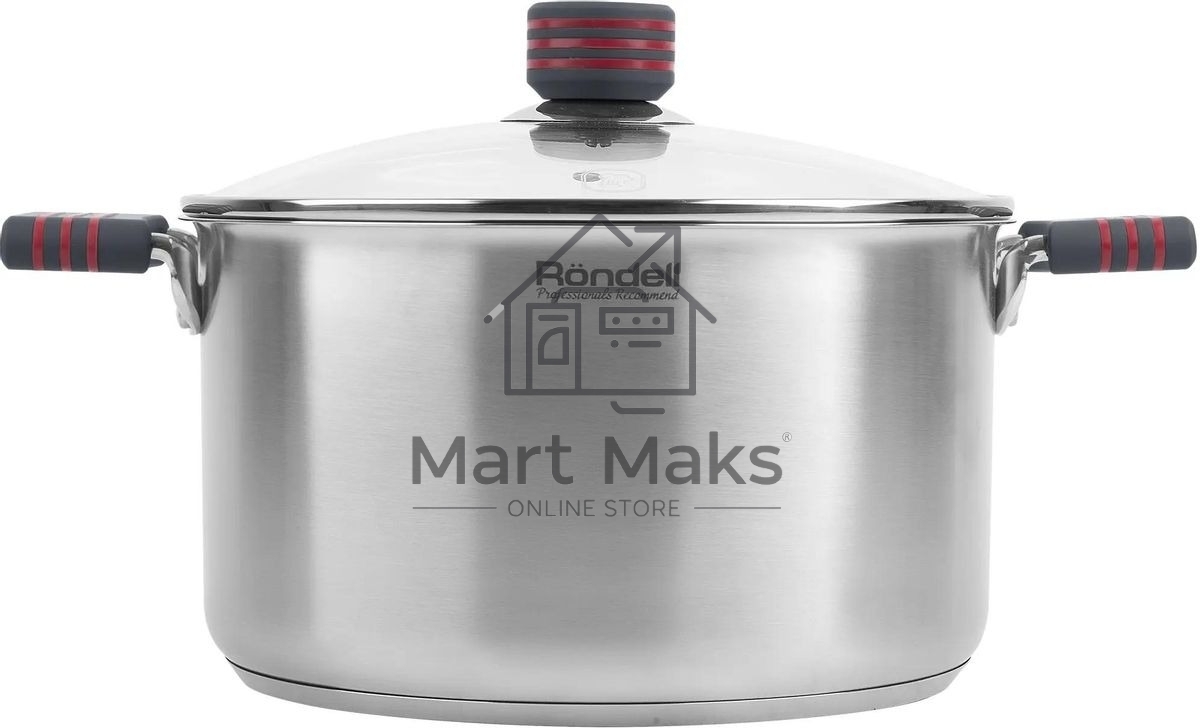 Кастрюля Rondell Stripes RDS-1281 5.8л. d=24см (с крышкой) стальной