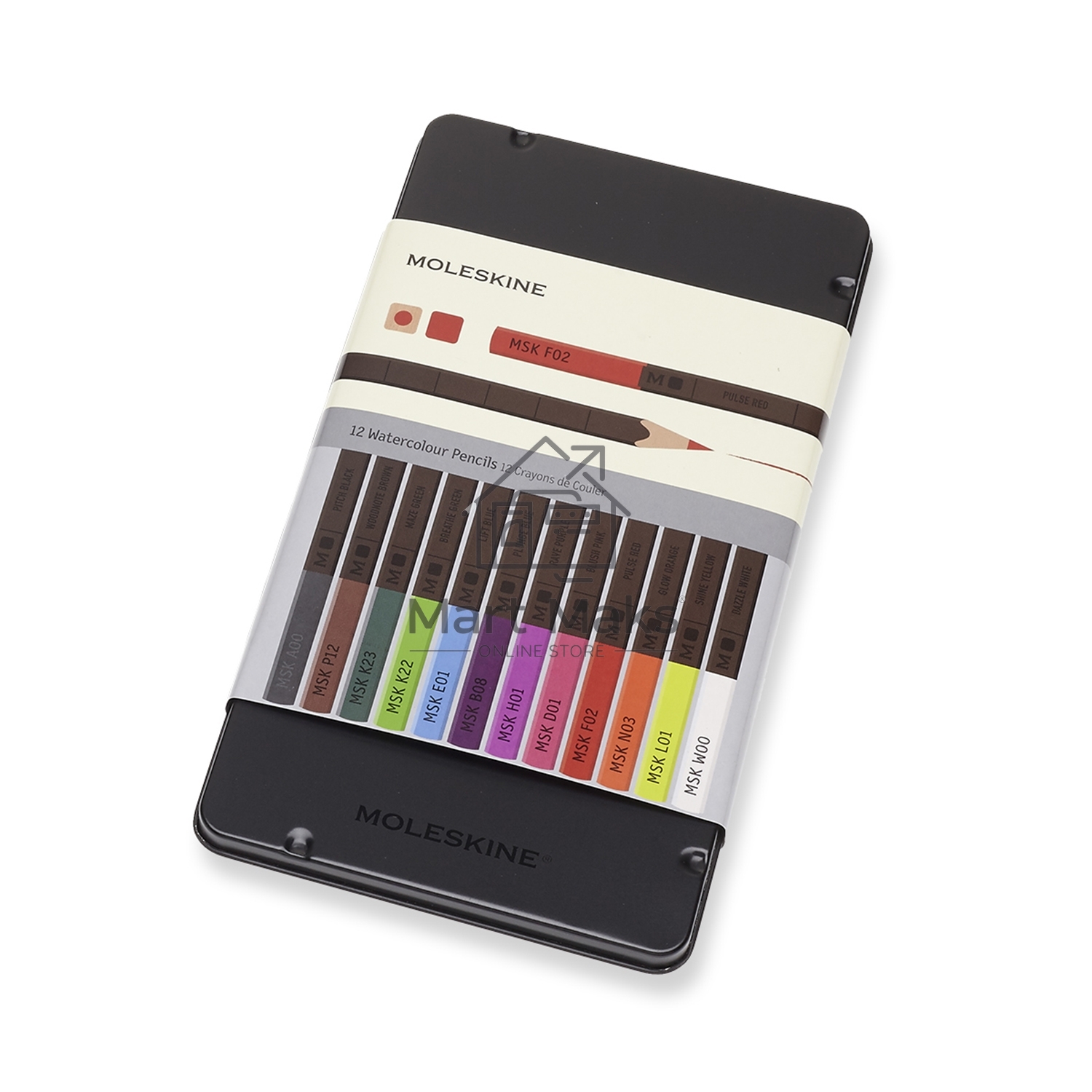 Карандаши цветные Moleskine WATERCOLOUR EW7P12COLA, акварельные, 12 цветов, металлическая коробка