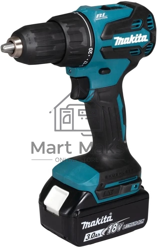Дрель-шуруповерт Makita DHP490SF1J, 18 В, 3 Ач, 50 Нм, бесщеточный, ударный
