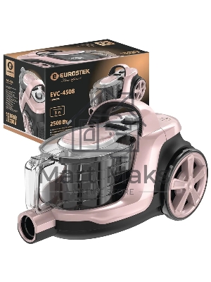Пылесос Eurostek EVC-4508 розовый/черный, 420/2500 Вт, уборка сухая, пылесборник контейнер 3 л