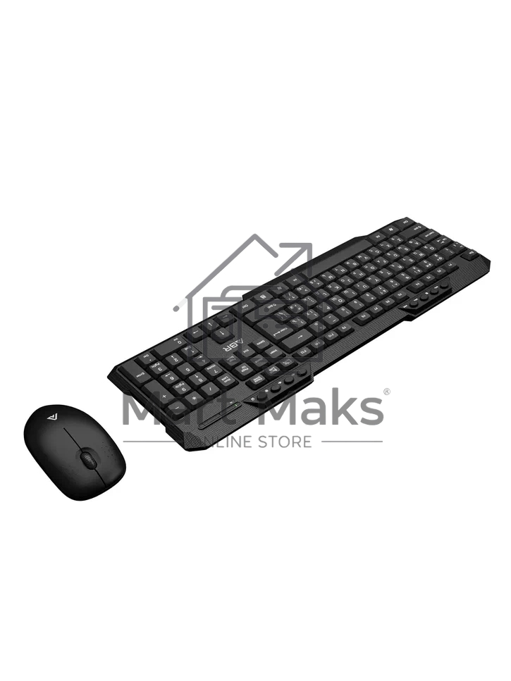 Клавиатура и мышь ABR KW807 черный, интерфейс USB, беспроводной, 2.4G, RU/EN