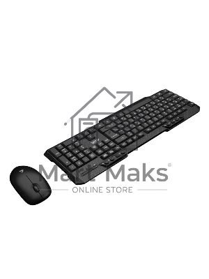 Комплект клавиатура и мышь ABR KW807 черный, интерфейс USB, беспроводной, 2.4G, RU/EN