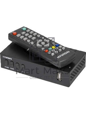 Приставка для цифрового ТВ Hyundai H-DVB440 черный, DVB-T2, DVB-T, DVB-C, HDMI, USB 2.0 x2