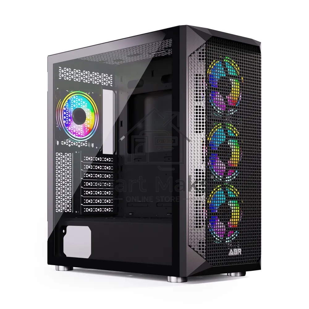 Компьютерный корпус ABR Quantum Black (1*USB Type-C, 2*USB 2.0, HD Audio, 4xRGB Fan, ATX, E-ATX)