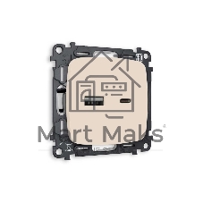 Комплект механизма розетки OMEGA Бежевый матовый 2USB A+C 20W (быстрая зарядка) QUANT (OP3310, VM177) MO331010