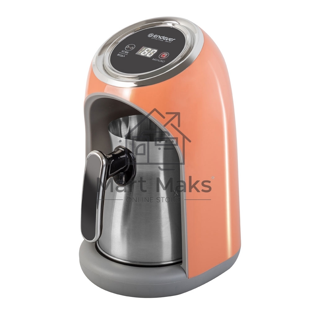 Кофеварка-турка Endever Costa-1019 электрическая, цвет оранжевый/стальной, мощность 600 Вт, объем 0,3 л,16 шт/уп.