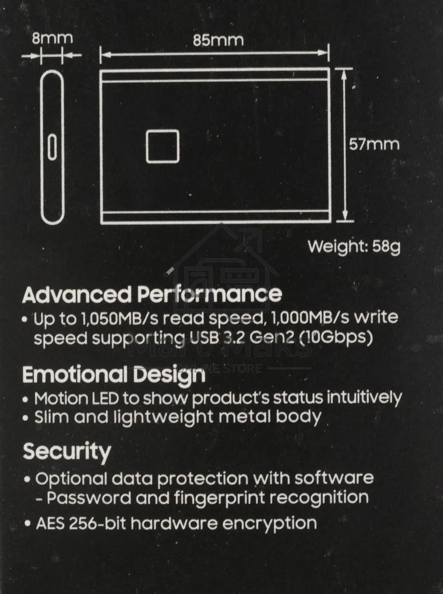 Накопитель SSD Samsung USB 2Tb MU-PC2T0K/WW 1.8