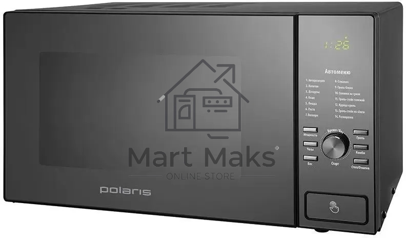 Микроволновая печь Polaris PMO 2303DG черный, 23 л, 1400 Вт, переключатели - кнопки/поворотный механизм