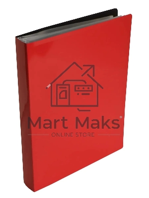 Папка с 100 прозрачными вкладками Бюрократ DeLuxe DLVBOX100RED A4, пластик, 0.7мм, красный в коробе