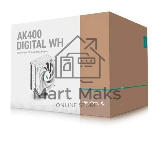 Кулер для процессора DEEPCOOL AG400 DIGITAL WH белый, 120 мм, алюминий/медь, 2100 об/мин, 31.6 дБ, 4 pin, 220 Вт, 152.7 мм