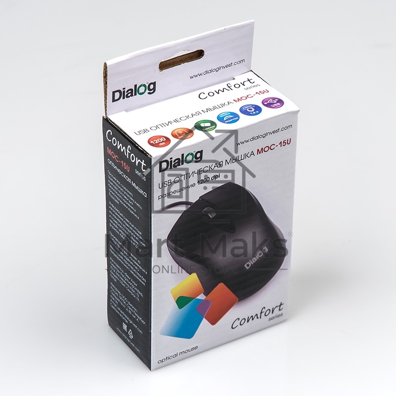 Мышь проводная Dialog Comfort MOС-15U черный, 1200 dpi, USB, кнопки - 3